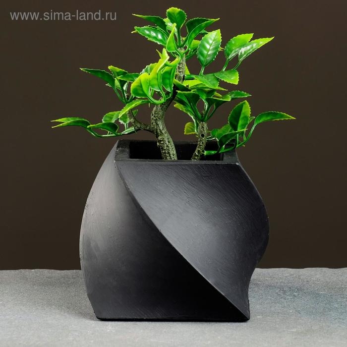 Кашпо Башня черное12 х 12 х 10 см Кашпо Башня черное12 х 12 х 10 см