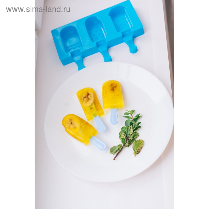 Форма для мороженого «Эскимо со сладостями», силикон, 19,5×17,7 см, 3 ячейки (7×4,2 см), цвет МИКС Форма для мороженого «Эскимо со сладостями», силикон, 19,5×17,7 см, 3 ячейки (7×4,2 см), цвет МИКС