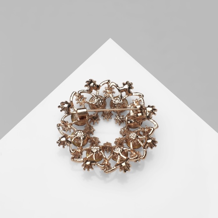 Брошь «Салют», цветная в светло-кофейном золоте