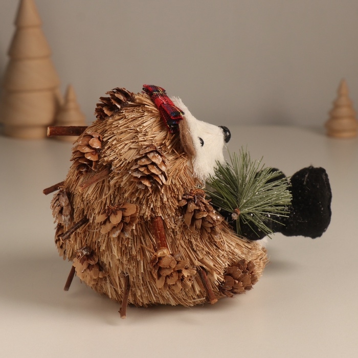 Декор  Декор "Ёжик с еловой веточкой и бантиком на голове" 12х10х14 см
