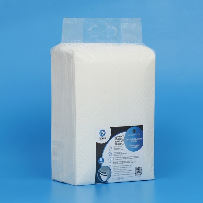 Пеленки для животных шестислойные гелевые, 60 х 60 см, (в наборе 10 шт) Пеленки для животных шестислойные гелевые, 60 х 60 см, (в наборе 10 шт)