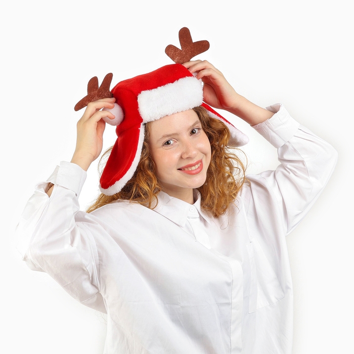 Карнавальная шапка «Ушанка» с рожками Карнавальная шапка «Ушанка» с рожками