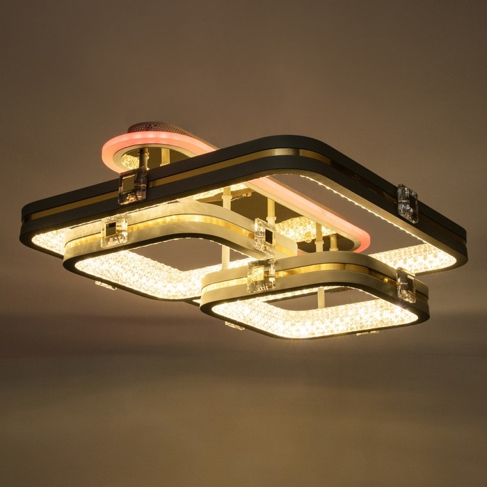 Люстра с ПДУ Люстра с ПДУ "Люминара" 3хLED 88Вт 3000-6000К RGB серый золотой 50х47х16см