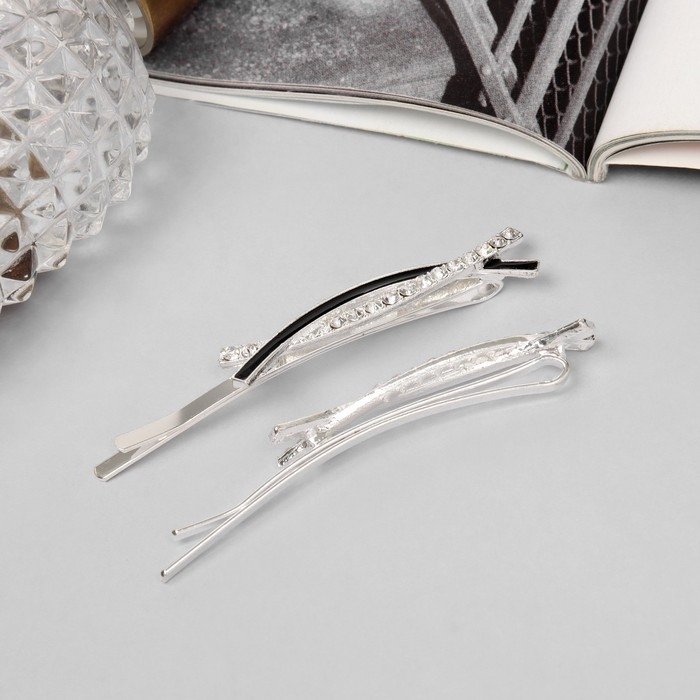 Невидимка для волос  Невидимка для волос "Кэли" (набор 2 шт) дуга, 6 см, серебро