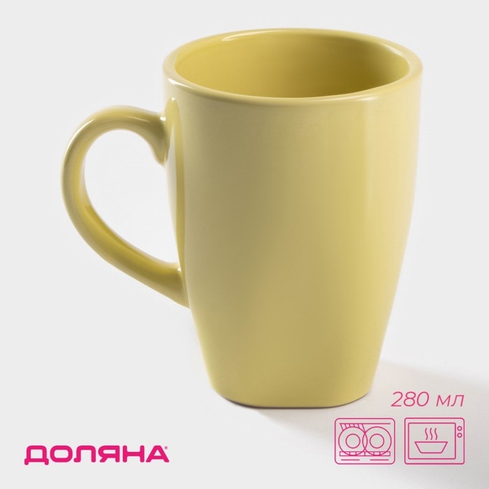 Кружка керамическая Доляна «Пастель», 280 мл, цвет жёлтый Кружка керамическая Доляна «Пастель», 280 мл, цвет жёлтый