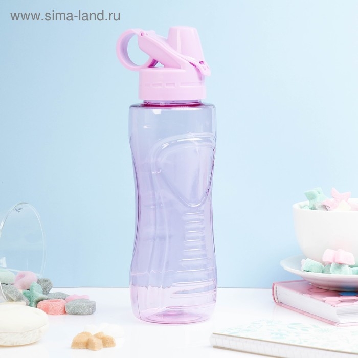 Бутылка для воды спортивная прозрачная 600 мл,  Бутылка для воды спортивная прозрачная 600 мл, "Баунаталь", 23 х 8 см, розовая