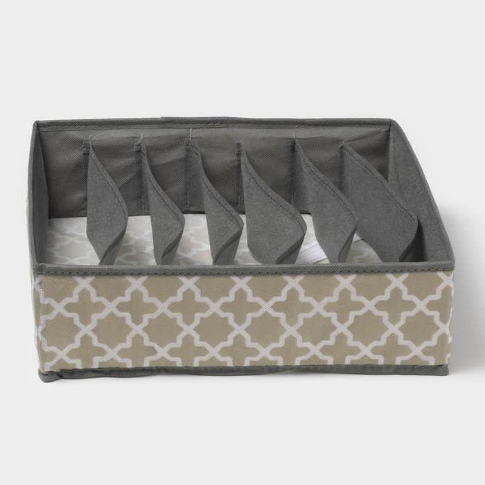 Органайзер для хранения белья «Гранж», 7 ячеек, 33×32×10 см, цвет серый Органайзер для хранения белья «Гранж», 7 ячеек, 33×32×10 см, цвет серый