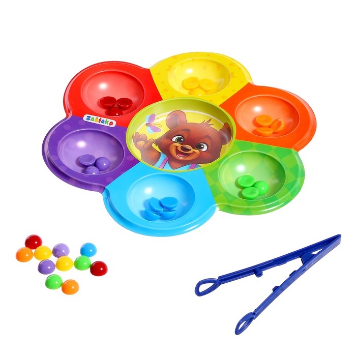 Сортер «Мишкины конфетки», по методике Монтессори, 6 цветов, с пинцетом, 3+ Сортер «Мишкины конфетки», по методике Монтессори, 6 цветов, с пинцетом, 3+