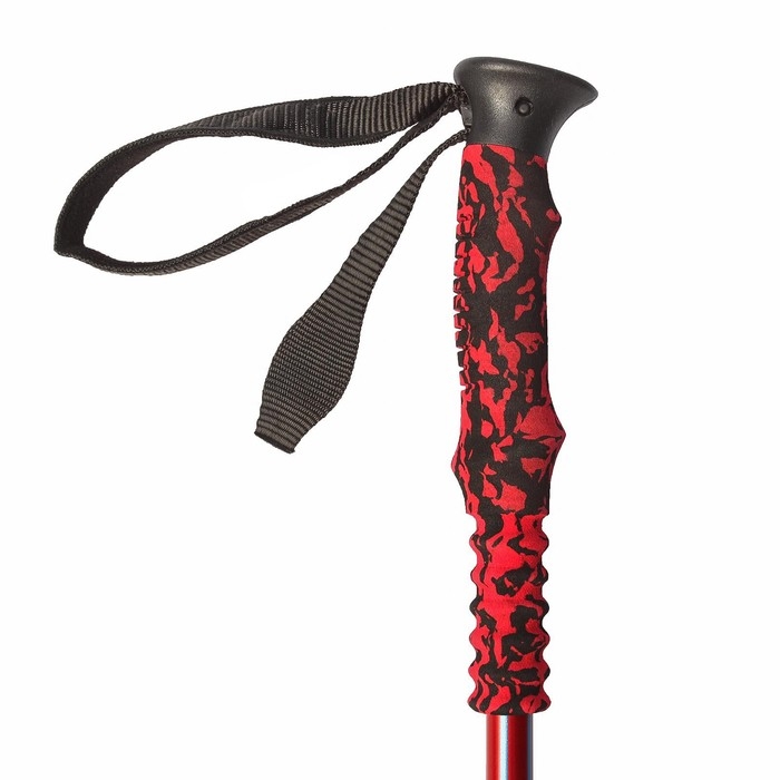 Палка для скандинавской ходьбы ONLITOP, телескопическая, 3 секции, алюминий, до 135 см, 1 шт., цвет красный/синий,