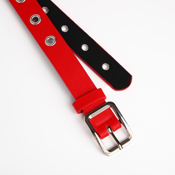Ремень женский, ширина 2.5 см, люверсы, пряжка металл, цвет красный Ремень женский, ширина 2.5 см, люверсы, пряжка металл, цвет красный