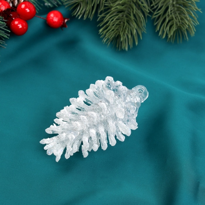 Украшение ёлочное Украшение ёлочное "Шишка сияние" 8,5х4,5 см, белый