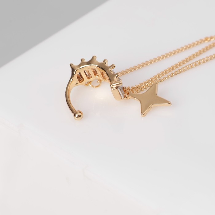 Серьга «Кафф» две звезды, цвет белый в золоте