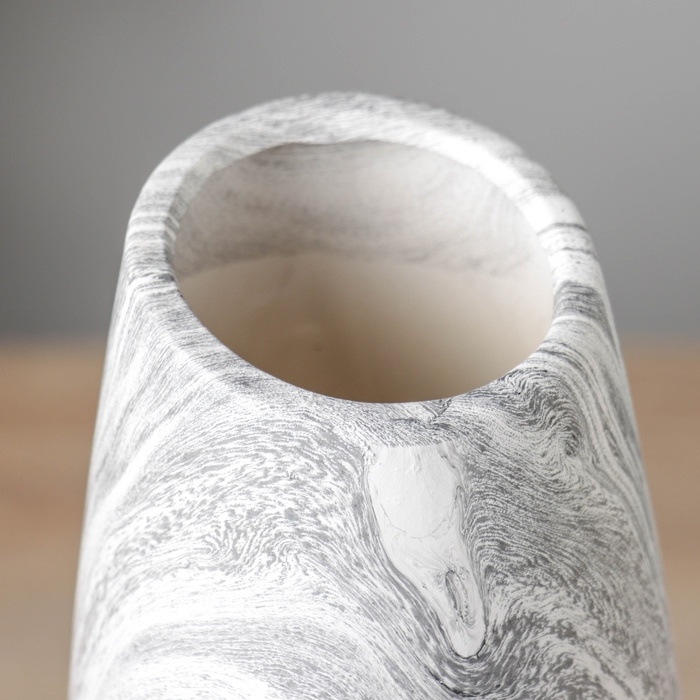 Ваза керамика настольная "Бригэм" бочка скос, d-6см, h-29,5х10 см, бело-серый