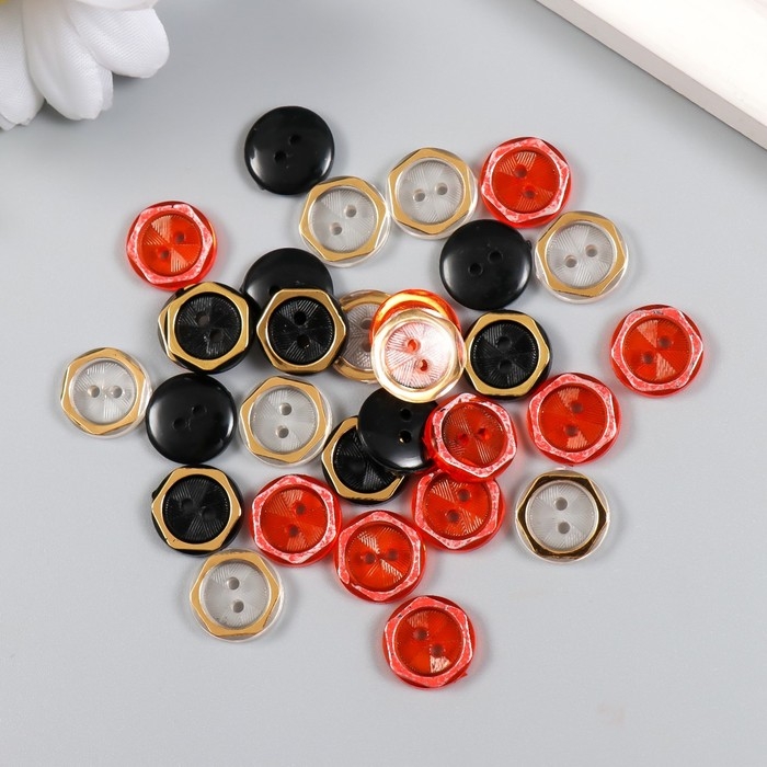 Пуговицы пластик для творчества на ножке Пуговицы пластик для творчества на ножке "С жемчужинкой" цветная МИКС набор 30 шт 1,2х1,2 см 94135