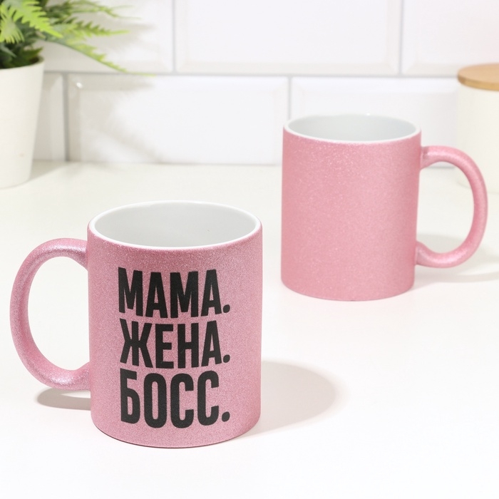 Кружка сублимация Кружка сублимация "Мама жена босс " розовый, 320 мл