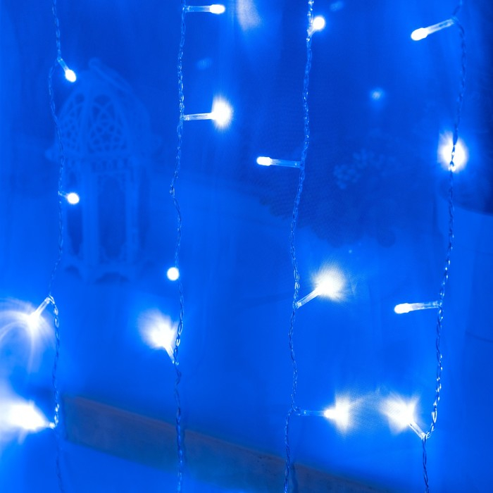 Гирлянда «Занавес» 2 × 3 м, IP20, прозрачная нить, 720 LED, свечение синее, 8 режимов, 220 В