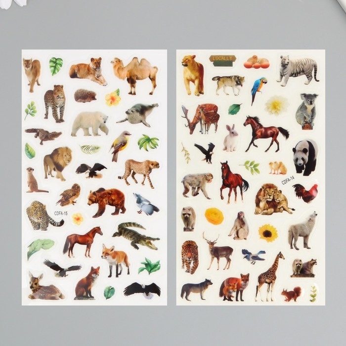 Наклейка пластик Наклейка пластик "Дикие животные" МИКС 10х21,5 см