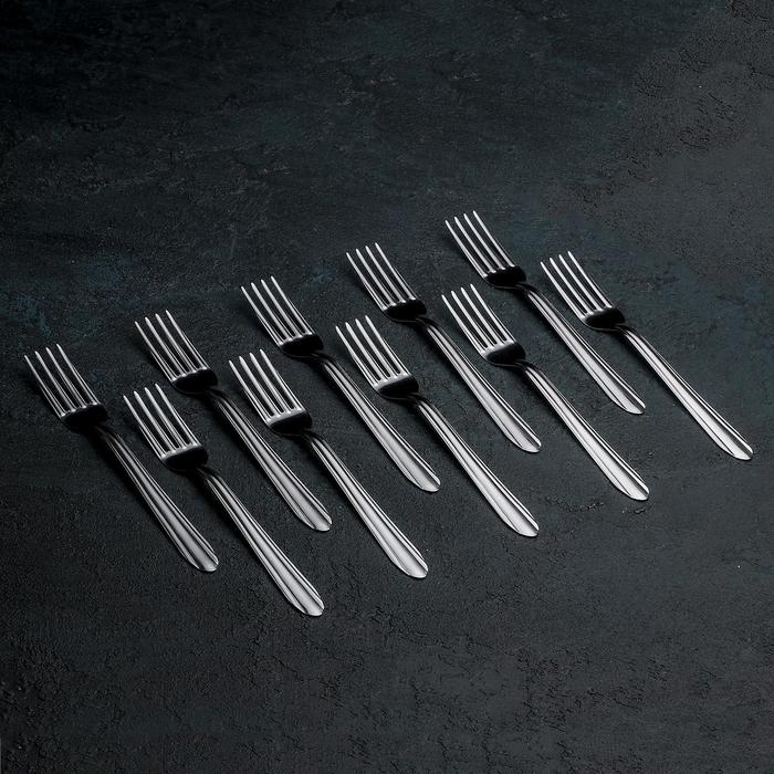 Вилка столовая &laquo;Мираж&raquo;, h=19 см, толщина 0.8 мм, цвет серебряный