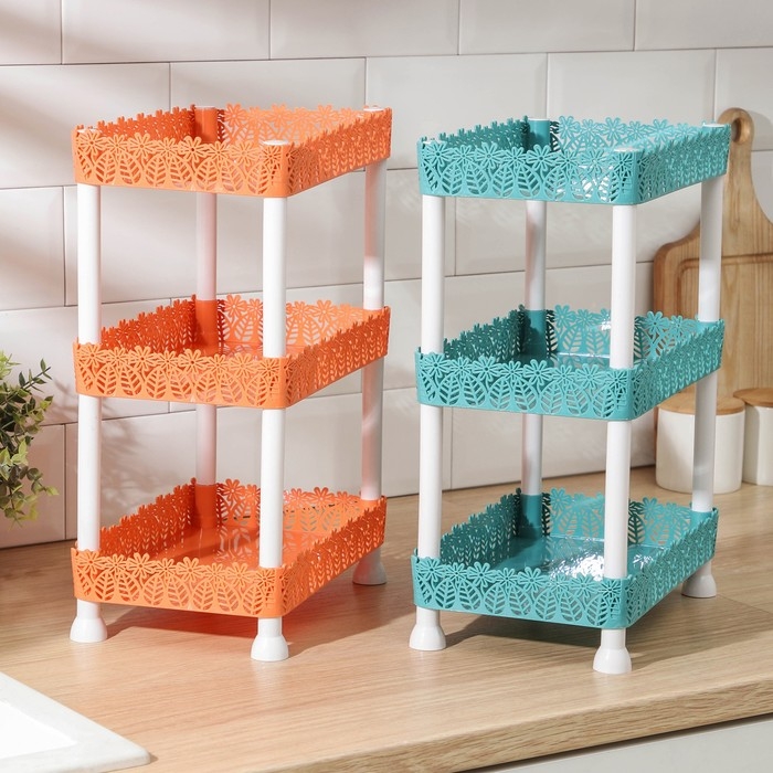 Этажерка 3-х ярусная Доляна «Ромашки», 26×17×32 см, цвет МИКС Этажерка 3-х ярусная Доляна «Ромашки», 26×17×32 см, цвет МИКС