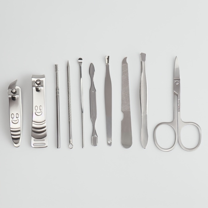 Набор маникюрный «Люси», 10 предметов, кожзам-чехол, цвет фуксия