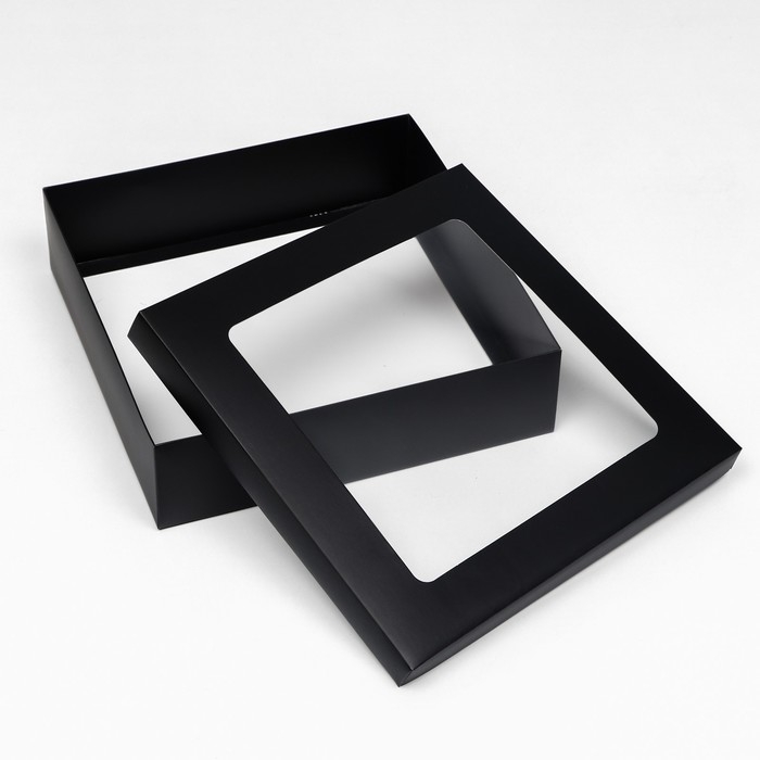 Коробка подарочная складная, упаковка, крышка-дно, чёрная, с окном 30 х 30 х 8 см Коробка подарочная складная, упаковка, крышка-дно, чёрная, с окном 30 х 30 х 8 см