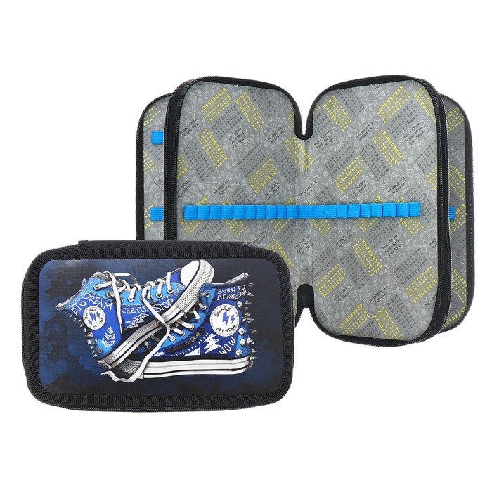 Пенал 3 секции, 125 х 205 х 55 мм, Calligrata 30П26/3 Пенал 3 секции, 125 х 205 х 55 мм, Calligrata 30П26/3 "Кеды", ламинированный картон