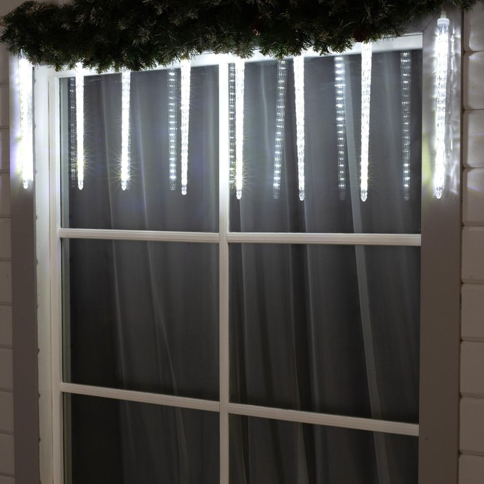Гирлянда «Сосульки рифленые» 2.5 × 0.42 м, IP65, прозрачная нить, 288 LED, свечение белое с эффектом стекания, 12 В Гирлянда «Сосульки рифленые» 2.5 × 0.42 м, IP65, прозрачная нить, 288 LED, свечение белое с эффектом стекания, 12 В