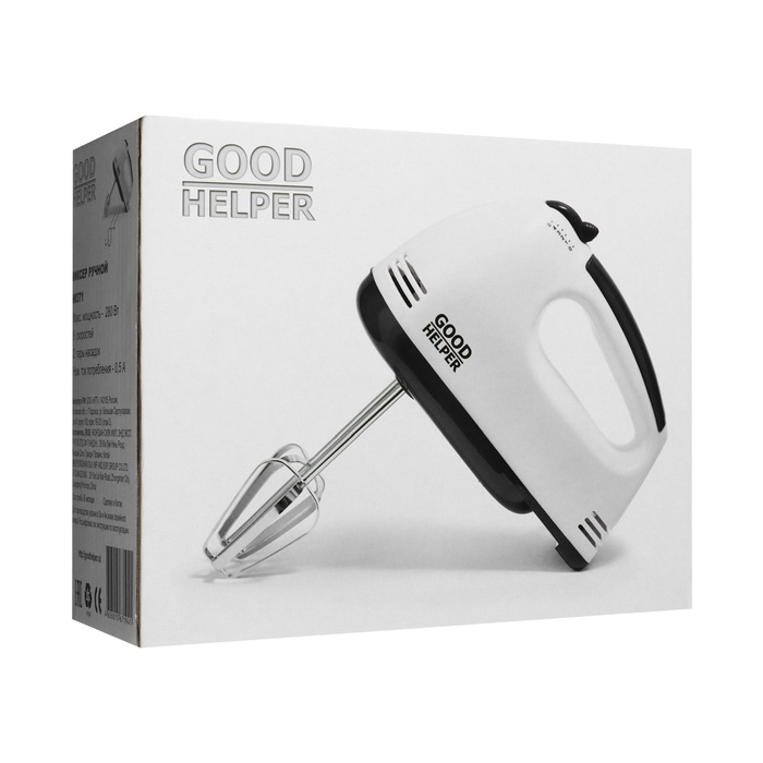 Миксер GOODHELPER НМ-371, ручной, 280 Вт, 5 скоростей, 2 насадки Миксер GOODHELPER НМ-371, ручной, 280 Вт, 5 скоростей, 2 насадки