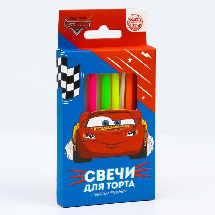 Набор свечей в торт 6 штук, с цветным пламенем, Тачки Набор свечей в торт 6 штук, с цветным пламенем, Тачки
