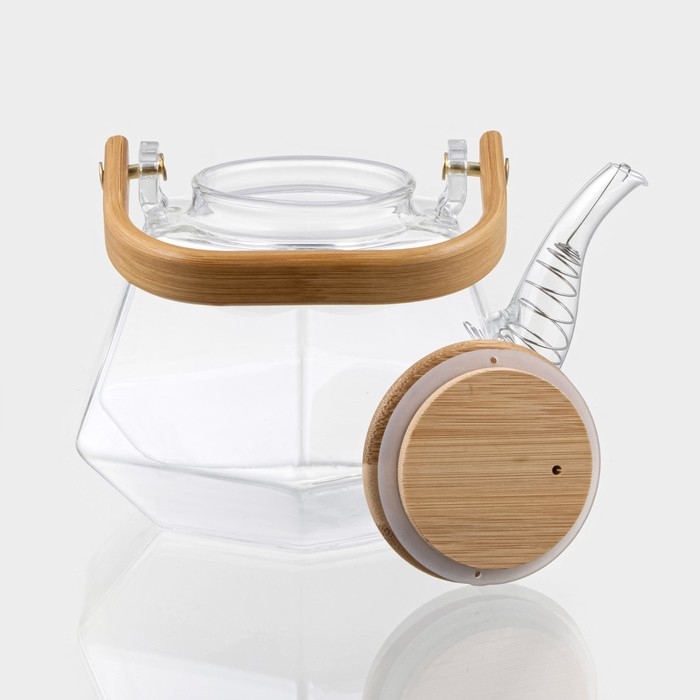 Чайник заварочный стеклянный с бамбуковой крышкой и металлическим фильтром BellaTenero «Октогон», 1,2 л Чайник заварочный стеклянный с бамбуковой крышкой и металлическим фильтром BellaTenero «Октогон», 1,2 л