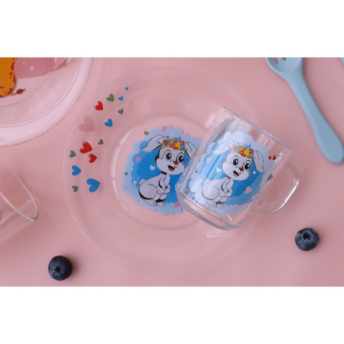 Набор детской посуды Доляна «Зайчонок», 3 предмета: кружка 200 мл, миска 450 мл, тарелка d=20 см Набор детской посуды Доляна «Зайчонок», 3 предмета: кружка 200 мл, миска 450 мл, тарелка d=20 см