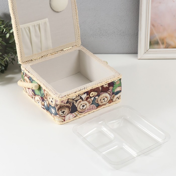 Шкатулка для рукоделия "Плюшевые медвежата" 20х20х11 см