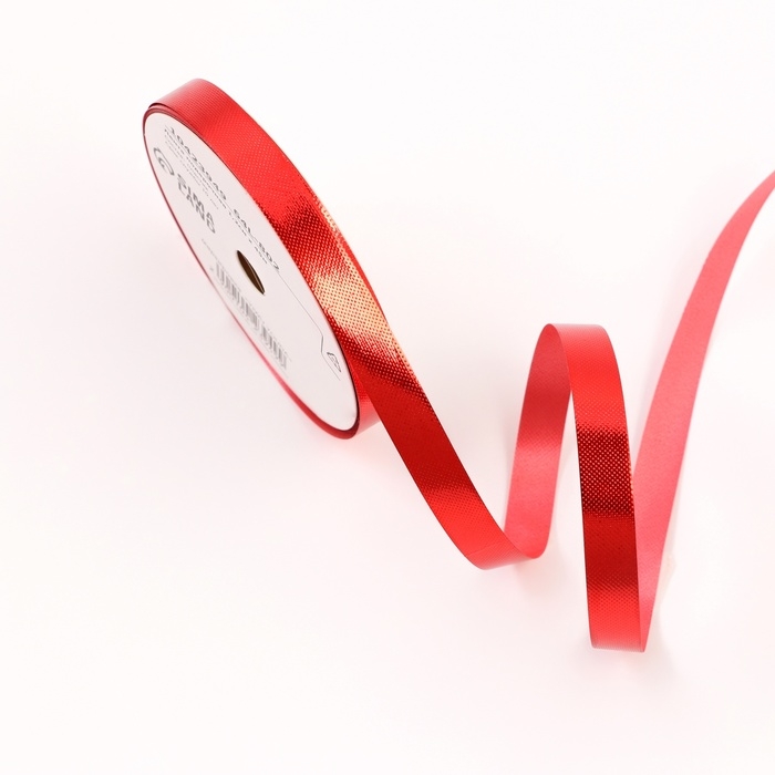 Лента для декора и подарков Лента для декора и подарков "Металл", 1,2см х 45м, красная