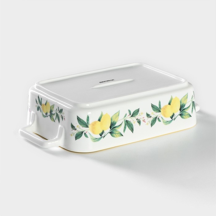 Форма для выпечки из жаропрочной керамики прямоугольная Доляна «Лимон», 27×15 см, цвет белый Форма для выпечки из жаропрочной керамики прямоугольная Доляна «Лимон», 27×15 см, цвет белый
