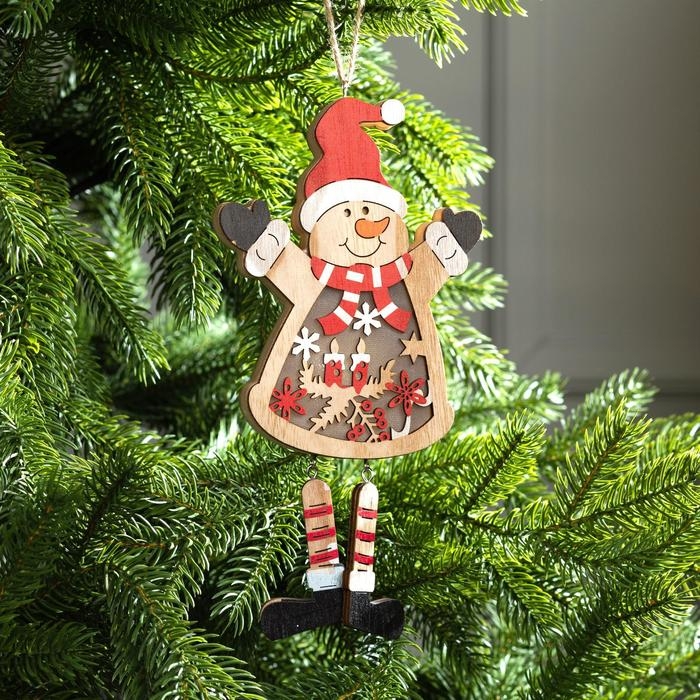 Ёлочная игрушка «Снеговик», от батареек, свечение тёплое белое Ёлочная игрушка «Снеговик», от батареек, свечение тёплое белое