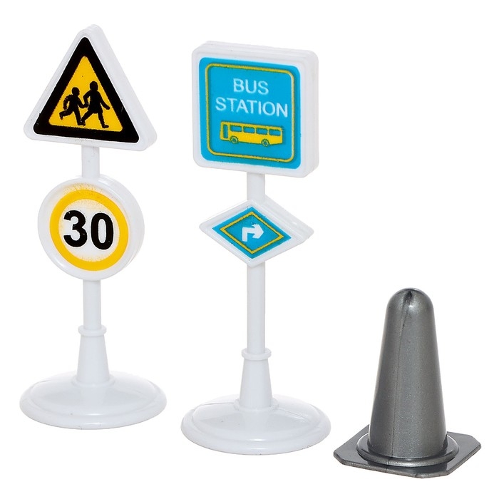 Набор машинок «Спецтехника», 3 шт, дорожные знаки, МИКС Набор машинок «Спецтехника», 3 шт, дорожные знаки, МИКС