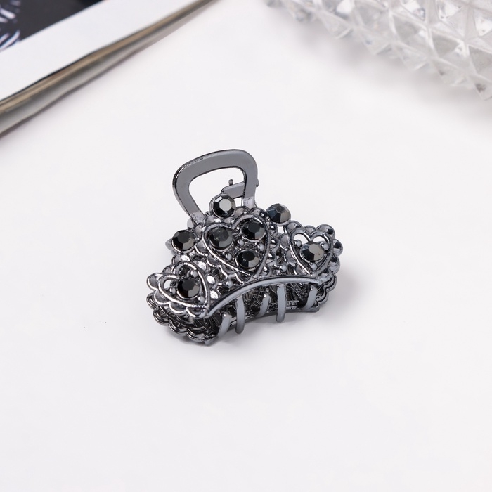 Краб для волос Краб для волос "Флоренс" корона, 3 см, тёмное серебро