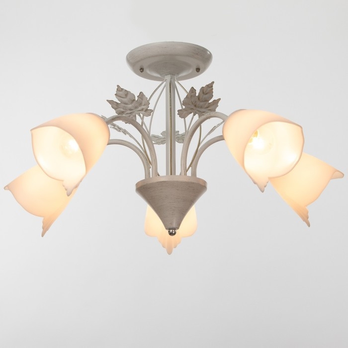 Люстра "Сусана" 5х15Вт Е27 белый/золото 58х58х32см BayerLux