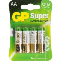 Батарейка алкалиновая GP Super, AA, LR6-4BL, 1.5В, 3+1 шт.