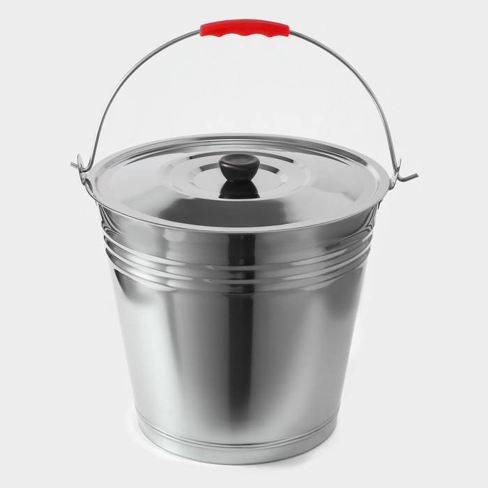 Ведро из нержавеющей стали с крышкой, 12 л, d=32 см, AISI 201 Ведро из нержавеющей стали с крышкой, 12 л, d=32 см, AISI 201
