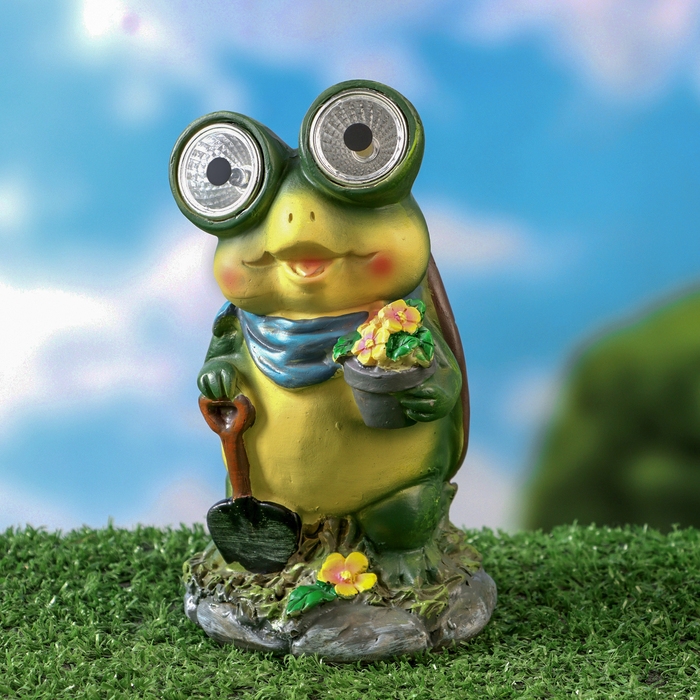 Садовый фонарь  Садовый фонарь "Лягушонок садовод" 7х8х15см
