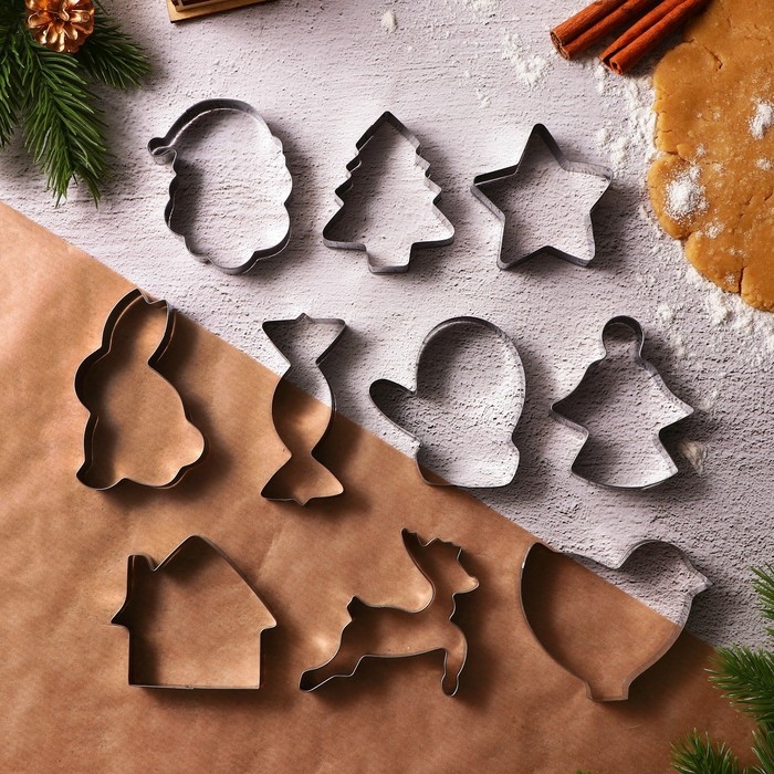 Подарочный набор формочек для печенья KONFINETTA «Зимние приключения»: 10 шт, нержавеющая сталь Подарочный набор формочек для печенья KONFINETTA «Зимние приключения»: 10 шт, нержавеющая сталь
