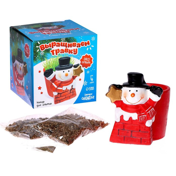 Набор для опытов «Выращиваем травку», снеговик Набор для опытов «Выращиваем травку», снеговик