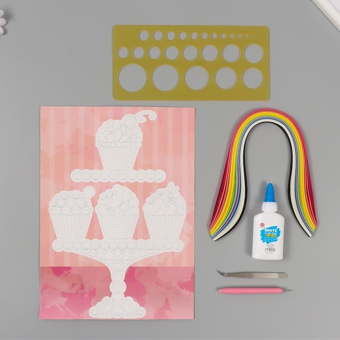 Набор для квиллинга 170 полосок с инструментами Набор для квиллинга 170 полосок с инструментами "Десерты" 25х33,7 см