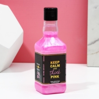 Новогодний подарочный набор косметики Keep calm and think pink, гель для душа во флаконе виски 250 мл и бомбочки для ванны 4 х 40 г, Новый Год