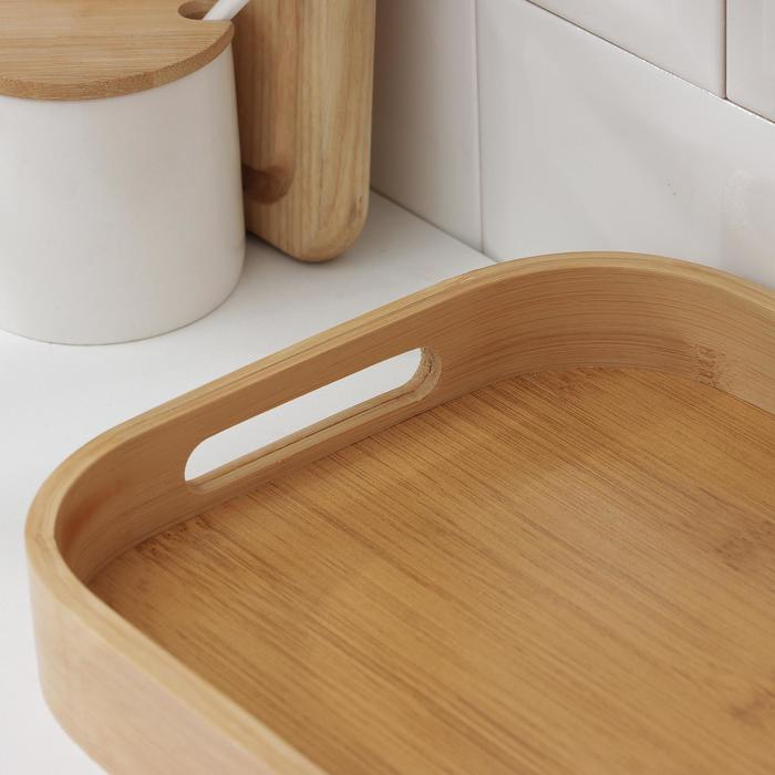 Поднос с ручками Доляна Striata, 33×22×4,8 см, бамбук Поднос с ручками Доляна Striata, 33×22×4,8 см, бамбук