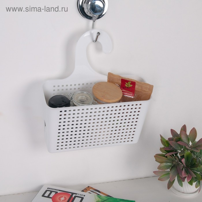 Корзина для хранения подвесная с петлёй «Лофт», 24×9×26 см, цвет белый Корзина для хранения подвесная с петлёй «Лофт», 24×9×26 см, цвет белый