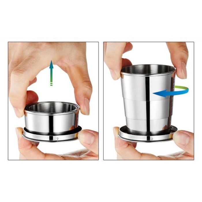 Складной стакан с карабином, 70 мл, d-5 см Складной стакан с карабином, 70 мл, d-5 см