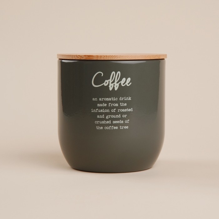 Банка для сахара SL Home, 12×12 см, цвет серый, с бамбуковой крышкой Банка для сахара SL Home, 12×12 см, цвет серый, с бамбуковой крышкой