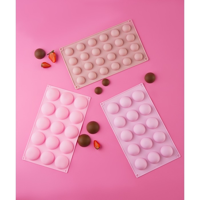 Набор форм для выпечки Доляна &laquo;Полусферы&raquo;, силикон, 30&times;17 см, цвет МИКС